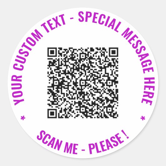 Uw QR-code aangepaste tekst merkstickers voorbeeld Ronde Sticker (Voorkant)