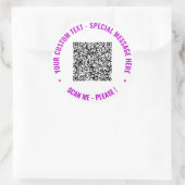 Uw QR-code aangepaste tekst merkstickers voorbeeld Ronde Sticker (Tas)
