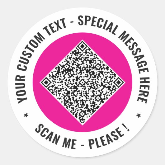 Uw QR-code aangepaste tekst merkstickers voorbeeld Ronde Sticker (Voorkant)