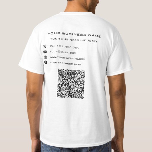 Uw QR-code Aangepaste Tekst Naam Bedrijf T-shirt (Achterkant)