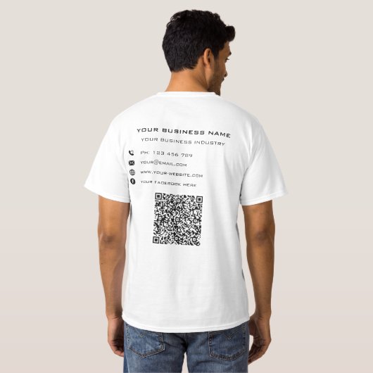 Uw QR-code Aangepaste Tekst Naam Bedrijf T-shirt (Achterkant volledig)