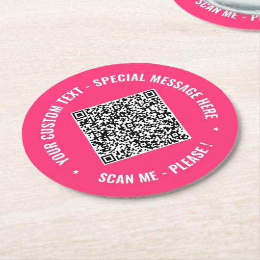 Uw QR-code Aangepaste tekst papier Onderzetter Sja (Gebogen)