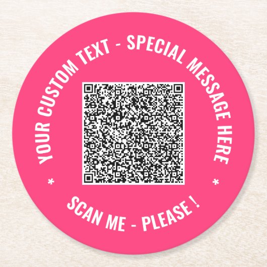 Uw QR-code Aangepaste tekst Papieren onderzetters (Voorkant)