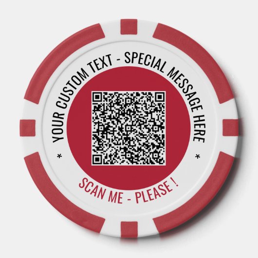 Uw QR code aangepaste tekst poker chips kiezen kle (Voorkant)