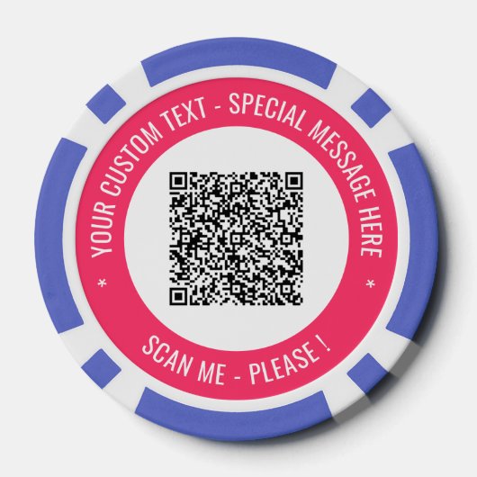 Uw QR code aangepaste tekst poker chips kiezen kle (Achterkant)