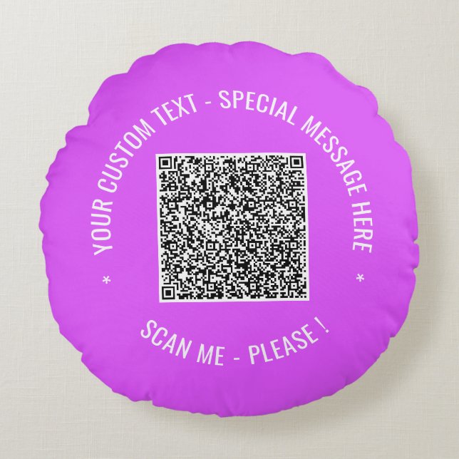 Uw QR-code Aangepaste tekst rond kussen Kies kleur (Voorkant)