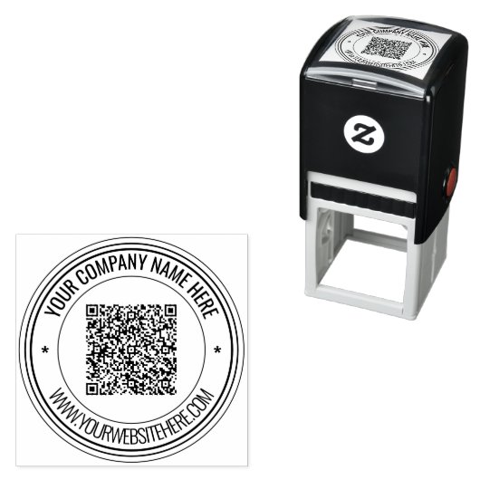 Uw QR code aangepaste tekst rond zelfinkkend stemp Zelfinktende Stempel (In situ)
