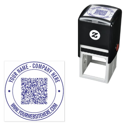 Uw QR code aangepaste tekst rond zelfinkkend stemp Zelfinktende Stempel (In situ)