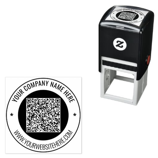 Uw QR code aangepaste tekst rond zelfinkkend stemp Zelfinktende Stempel (In situ)