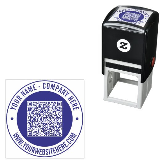 Uw QR code aangepaste tekst rond zelfinkkend stemp Zelfinktende Stempel (In situ)