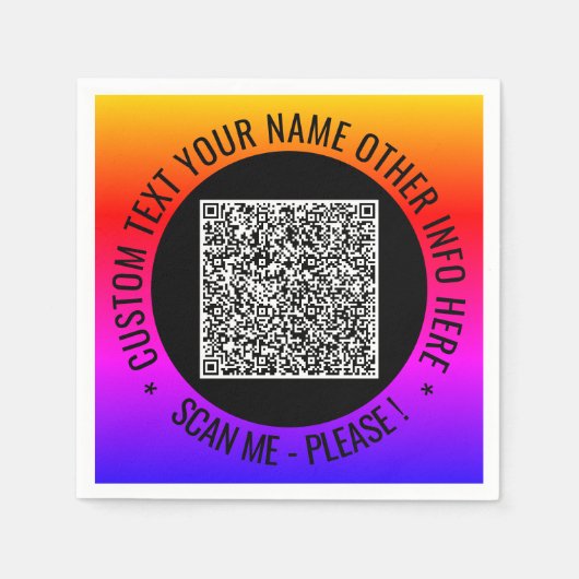Uw QR-code Aangepaste tekst servetten voorbeeld (Voorkant)