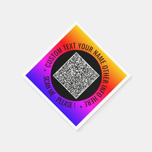 Uw QR-code Aangepaste tekst servetten voorbeeld (Hoek)