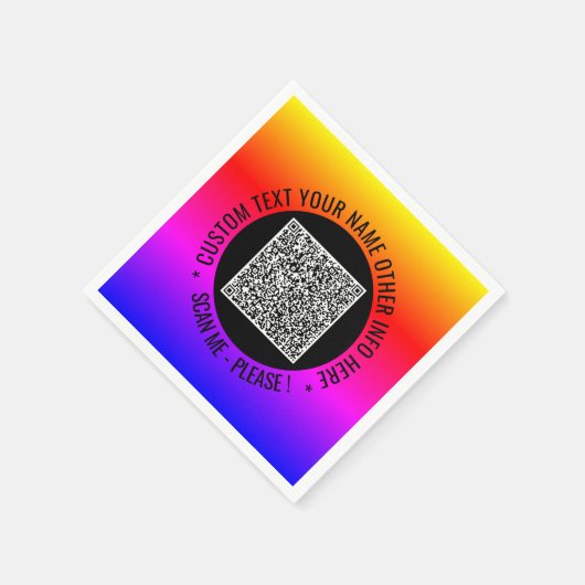 Uw QR-code Aangepaste tekst servetten voorbeeld (Hoek)