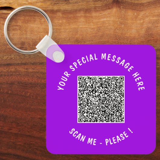 Uw QR-code aangepaste tekst Sleutelhanger of kies (Voorkant)