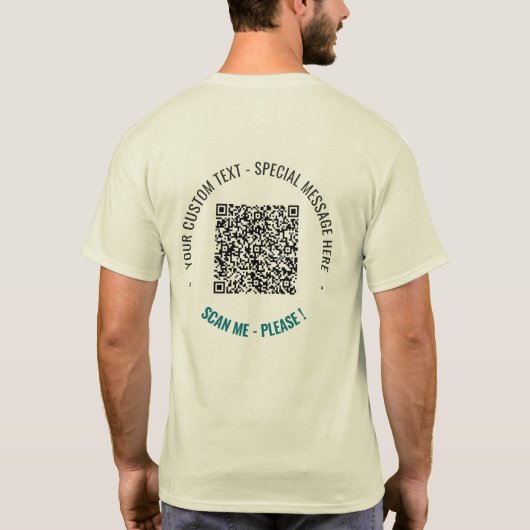 Uw QR-code aangepaste tekst Speciaal bericht T-Shi T-shirt (Achterkant)