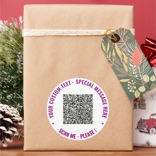Uw QR-code Aangepaste Tekst Stickers Kies Kleuren (Feestdagen)