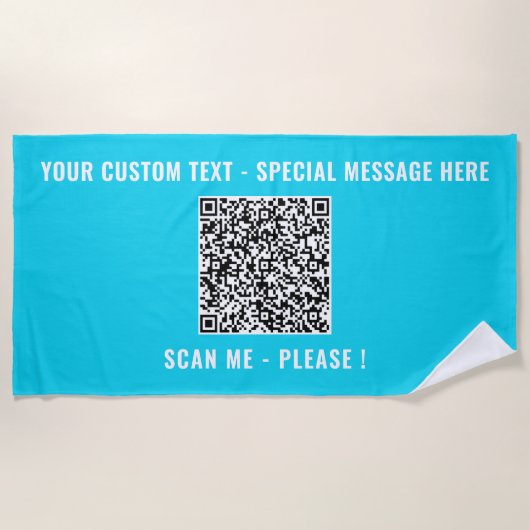 Uw QR-code aangepaste tekst strandhanddoek Kies kl Strandlaken (Voorkant)