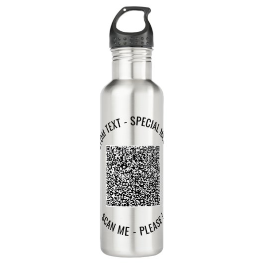 Uw QR-code Aangepaste tekst Waterfles Kies kleur (Voorkant)