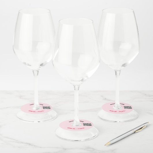 Uw QR-code Aangepaste tekst Wijnglas Label Sjabloo (Set)