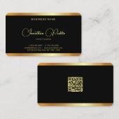 Uw QR-code Aangepaste tekst Zwart & Goud Visitekaartje (Voorkant / Achterkant)