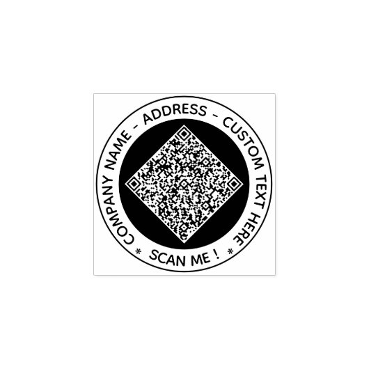 Uw QR-code Aangepaste tekstkleur Ronde rubberen st Rubberstempel (Afrduk)