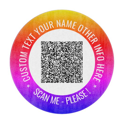 Uw QR-code Aangepaste tekstkleur snijplank (Voorkant)