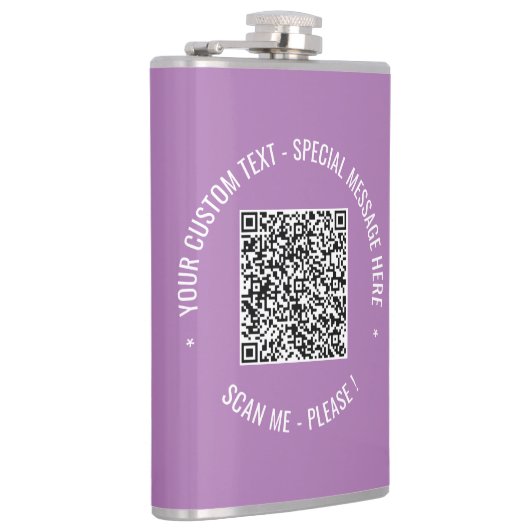 Uw QR-code Aangepaste tekstkolf Kies kleur Heupfles (Rechts)
