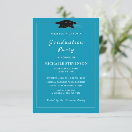 Uw QR Code Afstuderen Invitation Custom Cors Kaart (Staand voorkant)