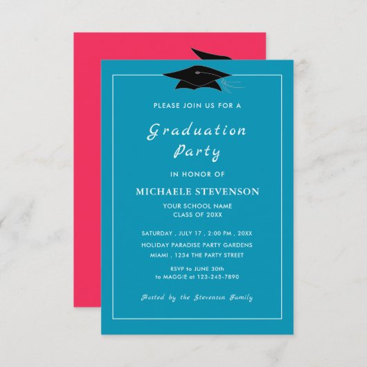 Uw QR Code Afstuderen Invitation Custom Cors Kaart (Voorkant / Achterkant)