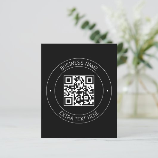 Uw QR-code & bewerkbare tekst | Zwart-wit (Staand voorkant)