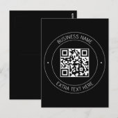 Uw QR-code & bewerkbare tekst | Zwart-wit Briefkaart (Voorkant / Achterkant)