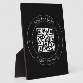 Uw QR-code & bewerkbare tekst | Zwart-wit Fotoplaat (Zijkant)