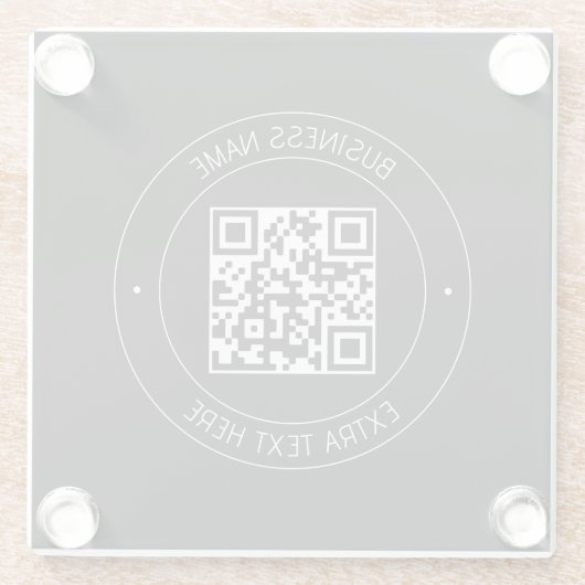Uw QR-code & bewerkbare tekst | Zwart-wit Glazen Onderzetter (Achterkant)
