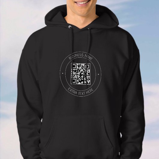 Uw QR-code & bewerkbare tekst | Zwart-wit Hoodie