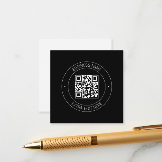 Uw QR-code & bewerkbare tekst | Zwart-wit Informatiekaartje (Voorkant / Achterkant in situ)
