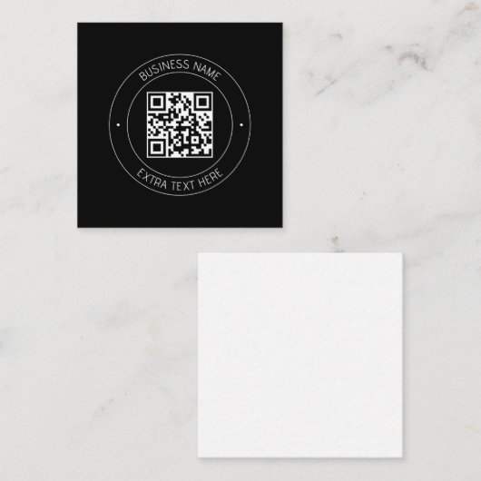Uw QR-code & bewerkbare tekst | Zwart-wit Informatiekaartje (Voorkant / Achterkant)