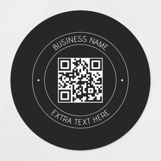 Uw QR-code & bewerkbare tekst | Zwart-wit Labels (Design 1)