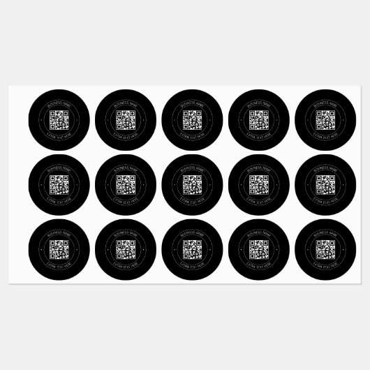 Uw QR-code & bewerkbare tekst | Zwart-wit Labels (Vel)