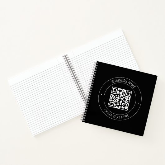 Uw QR-code & Bewerkbare tekst | Zwart & Wit Notitieboek (Binnen)