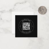 Uw QR-code & bewerkbare tekst | Zwart-wit Notitiekaartje (Voorkant / Achterkant in situ)