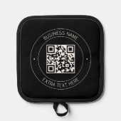 Uw QR-code & bewerkbare tekst | Zwart-wit Pannenlap (Voorkant)