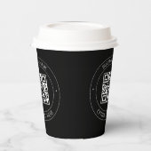 Uw QR-code & bewerkbare tekst | Zwart-wit Papieren Bekers (Links)