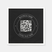 Uw QR-code & bewerkbare tekst | Zwart-wit Servet (Voorkant)