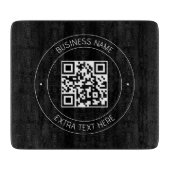 Uw QR-code & bewerkbare tekst | Zwart-wit Snijplank (Voorkant)