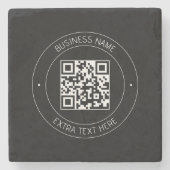 Uw QR-code & bewerkbare tekst | Zwart-wit Stenen Onderzetter (Voorkant)