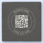 Uw QR-code & bewerkbare tekst | Zwart-wit Stenen Onderzetter