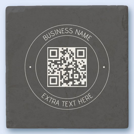 Uw QR-code & bewerkbare tekst | Zwart-wit Stenen Onderzetter