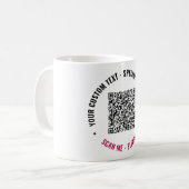 Uw QR Code Coffee Mok met aangepaste tekst en kleu (Voorkant links)