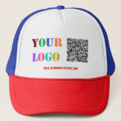 Uw QR Code Custom Text Business Logo Trucker Hoed Trucker Pet (Voorkant)