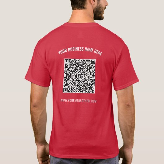 Uw QR-code Custom Text Business T-shirt Voorbeeld (Achterkant)